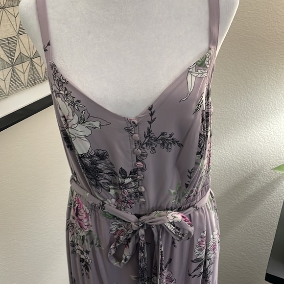 Torrid Floral Challis Self Tie Culotte Jumpsuit Romper Lilac Purple size 00 - Picture 2 of 10